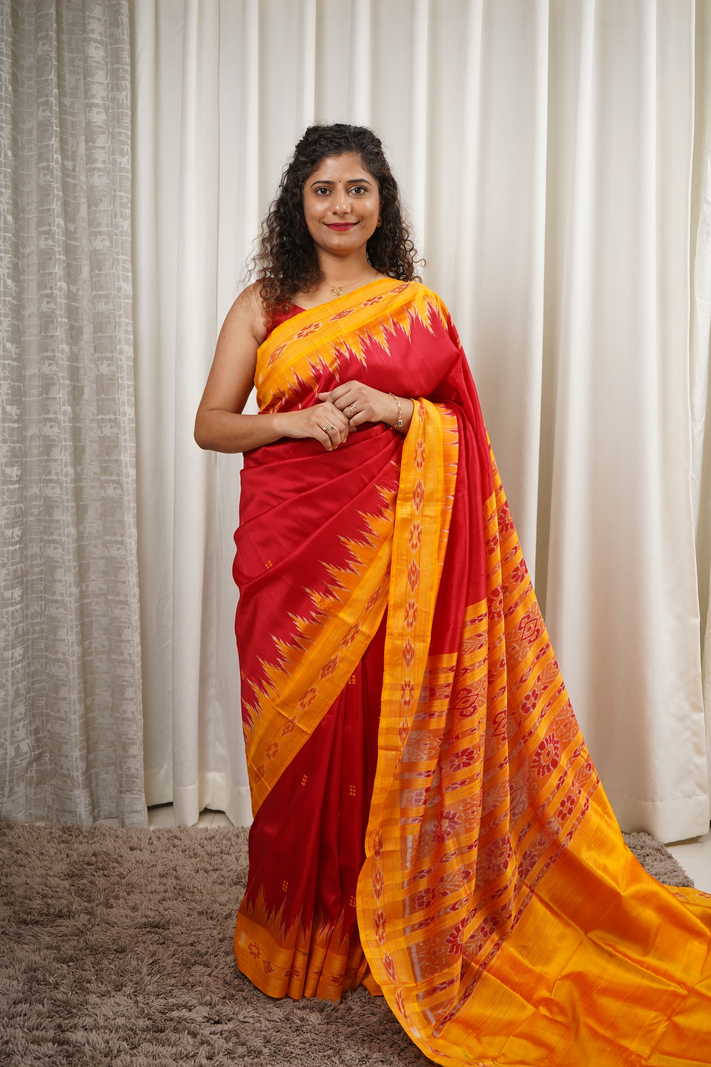 Odisha Ikkat Pure Khandua Silk Saree - Red