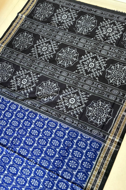 Odisha Ikkat Khandua Cotton Saree-  Navy Blue
