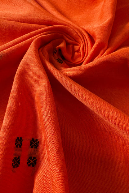 Ek Phulia Cotton Saree - Orange