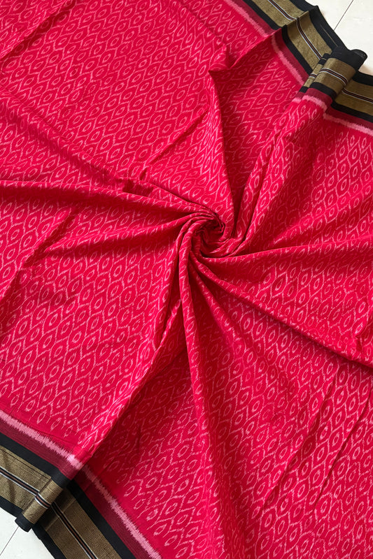 Odisha Ikkat Khandua Cotton Saree - Red