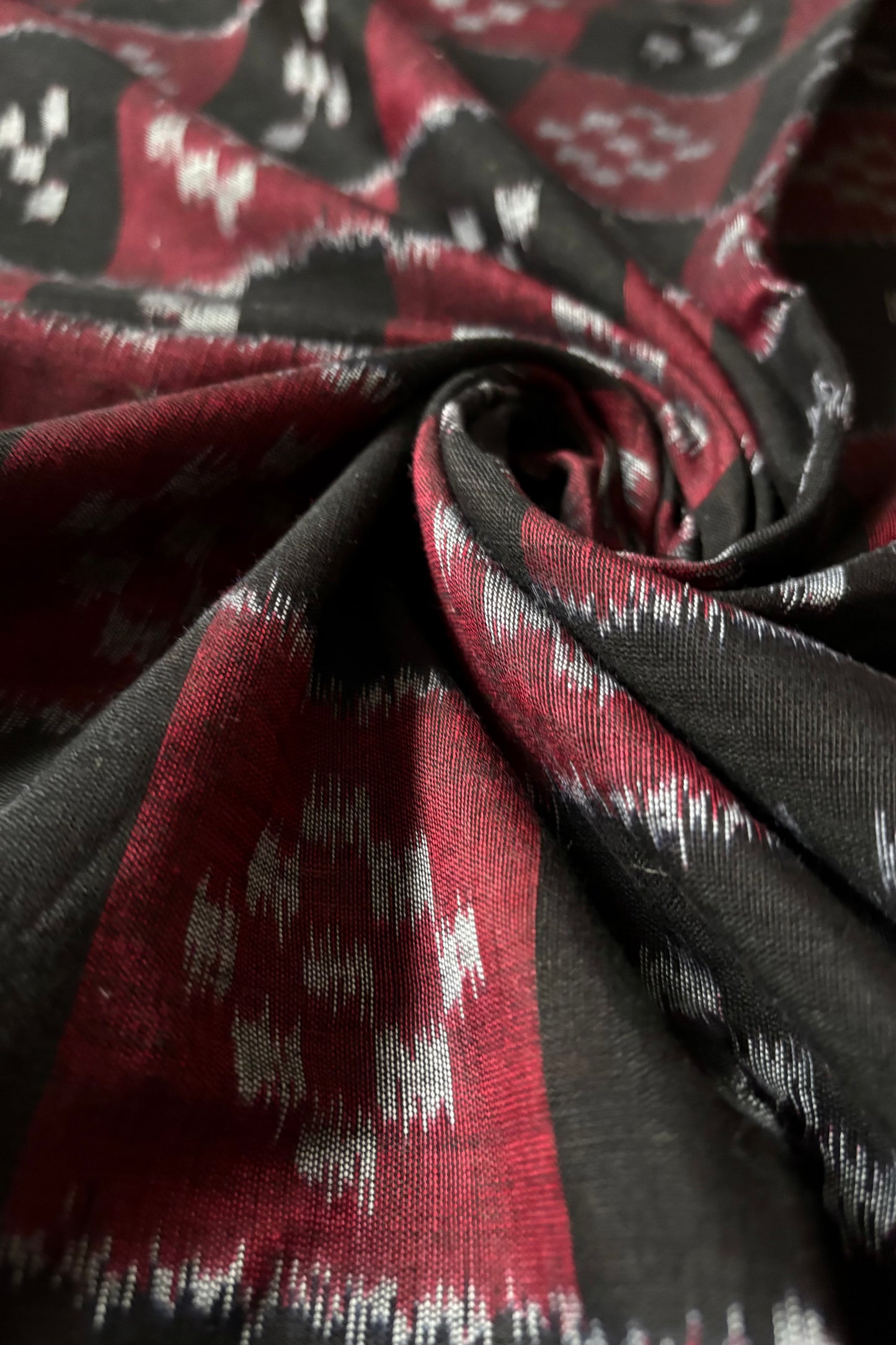 Khandua Cotton Saree - Black & Maroon