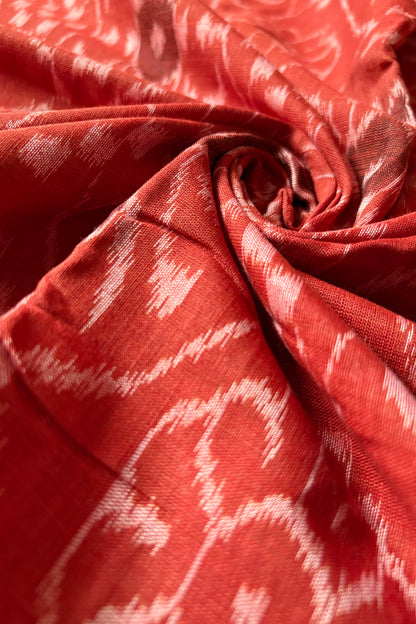 Odisha Ikkat Khandua Cotton Saree - Rust Brown