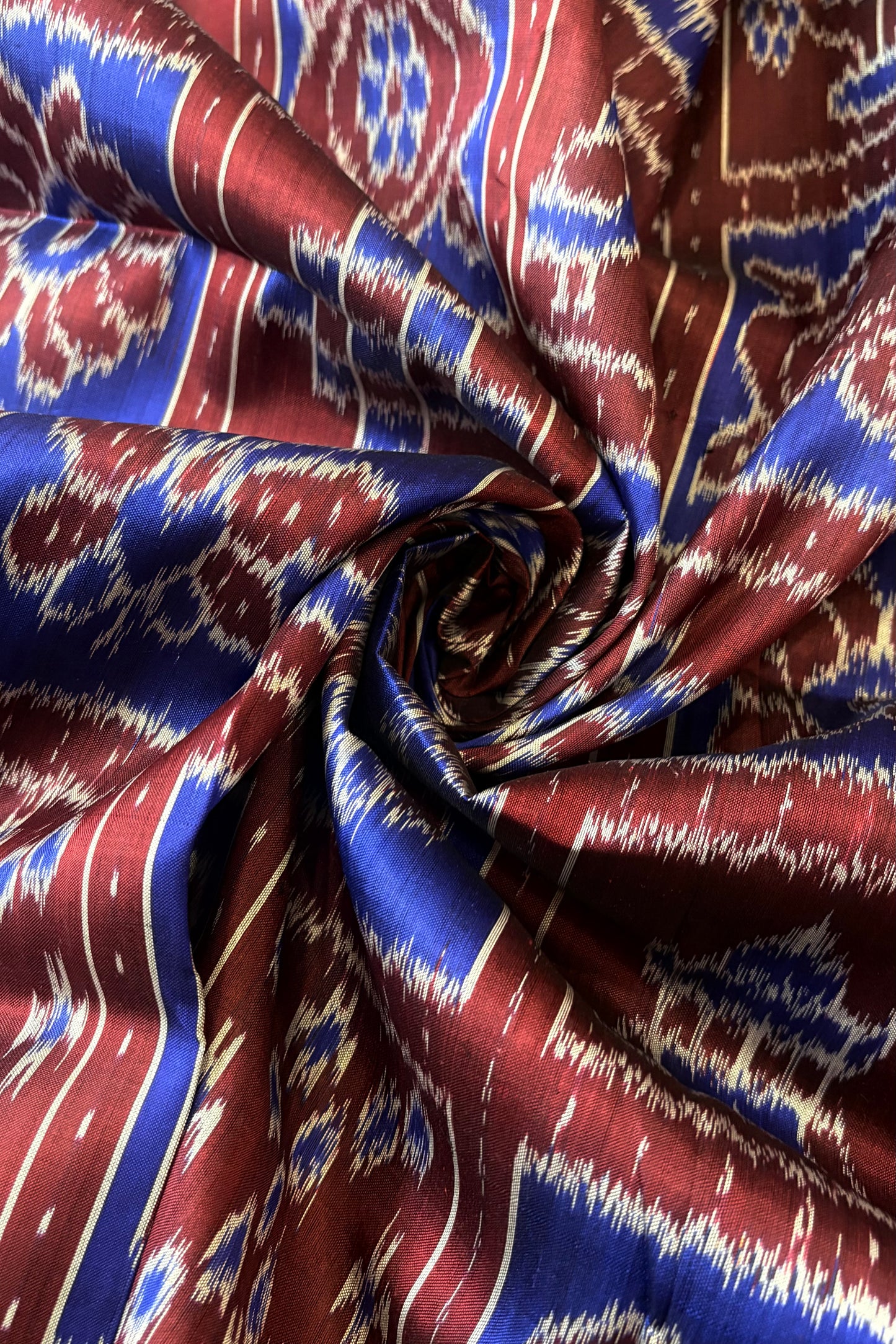 Exclusive Odisha Ikkat Nabakothi Pure Silk Saree- Maroon & Blue
