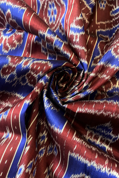 Exclusive Odisha Ikkat Nabakothi Pure Silk Saree- Maroon & Blue