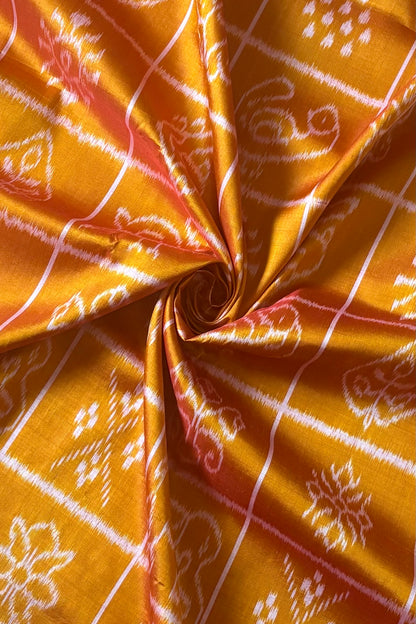 Exclusive Odisha Ikkat Nabakothi Pure Silk Saree- Dual tone Yellow