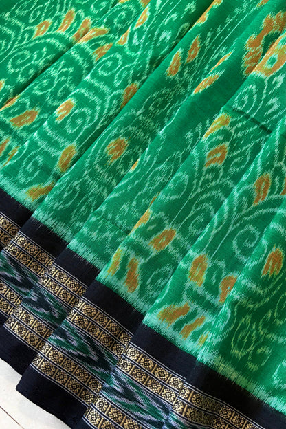 Odisha Ikkat Khandua Cotton Saree -Green