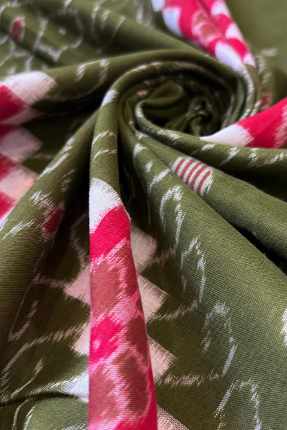 Sambalpuri Pure Cotton Saree - Mehendi Green