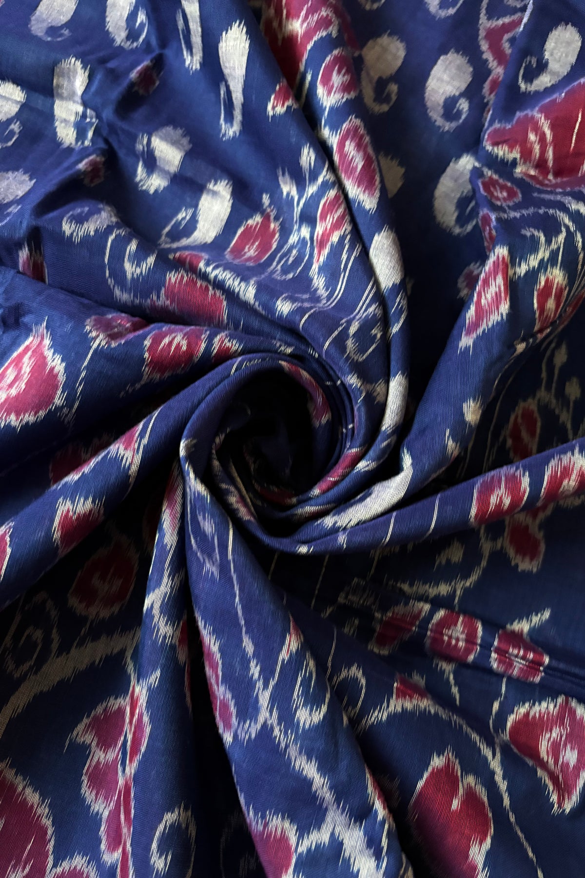 Odisha Ikkat Khandua Cotton Saree - Deep Navy Blue