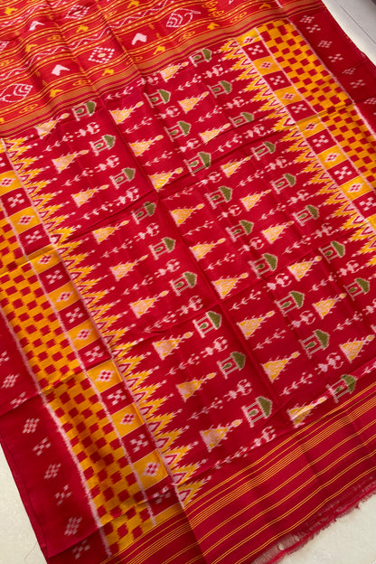 Exclusive Odisha Ikkat Nabakothi Pure Silk Saree-Red