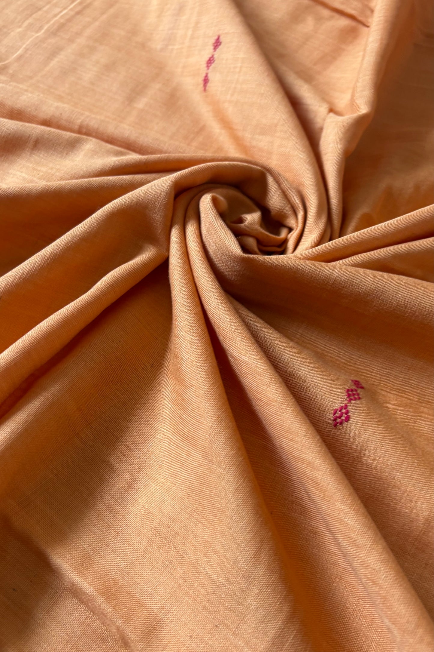 Plain Body Khandua Cotton Saree - Peachy Orange
