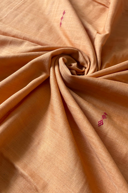 Plain Body Khandua Cotton Saree - Peachy Orange