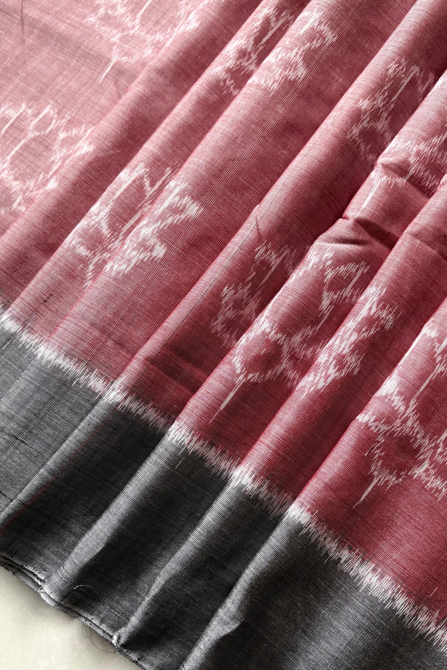 Odisha Ikkat Khandua Cotton Saree- Dusty Rose