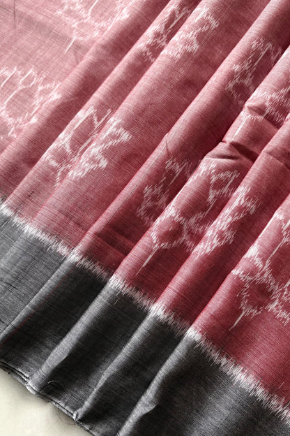Odisha Ikkat Khandua Cotton Saree- Dusty Rose