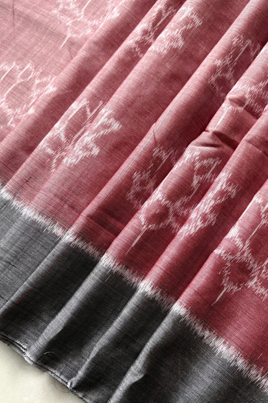 Odisha Ikkat Khandua Cotton Saree- Dusty Rose