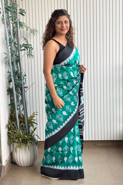 Exclusive Odisha Ikkat Pure Silk Saree- Sea Green