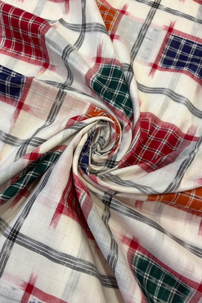 Exclusive Sambalpuri Pure Cotton Saree - White