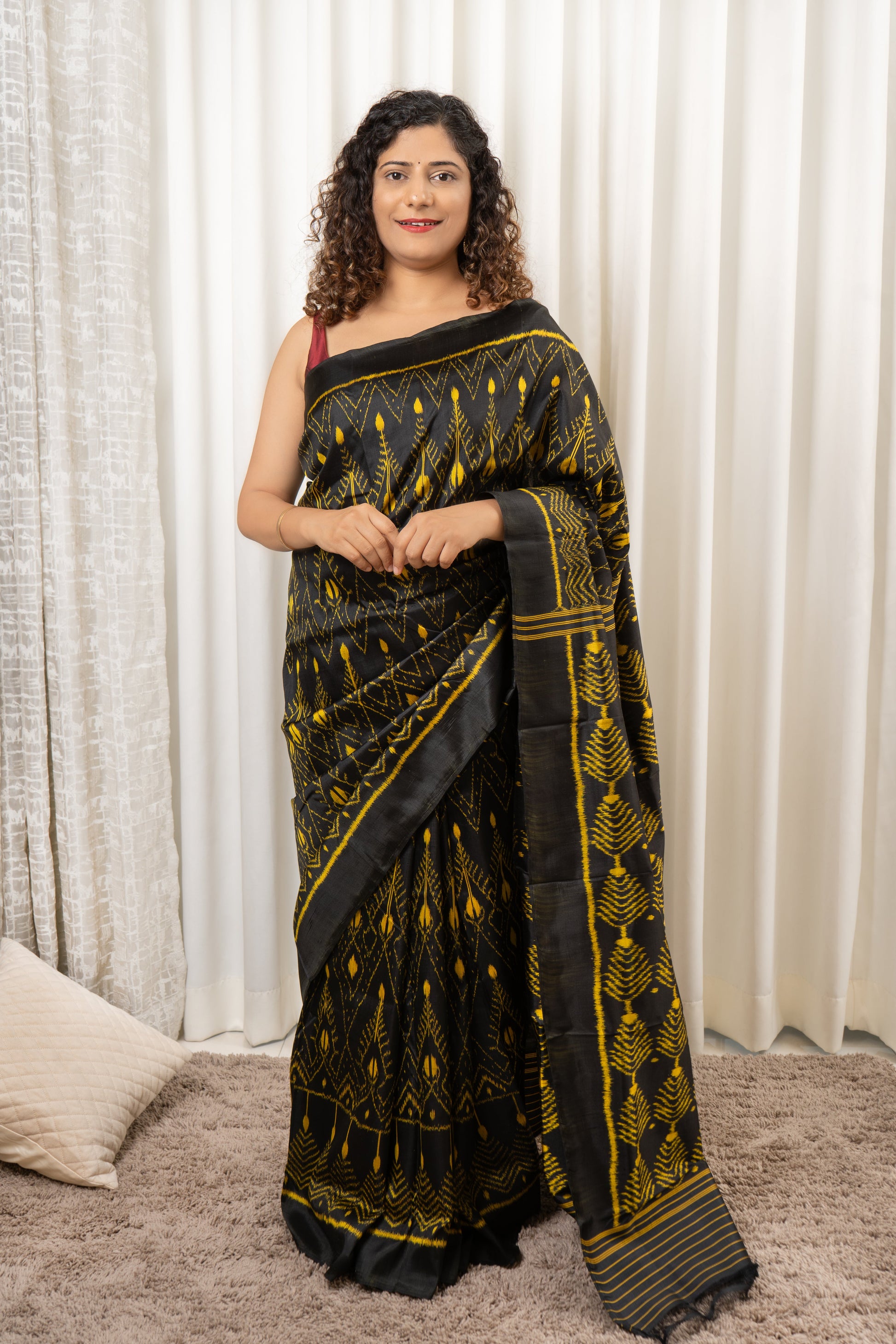 Exclusive Odisha Ikkat Pure Silk Saree- Black Saree