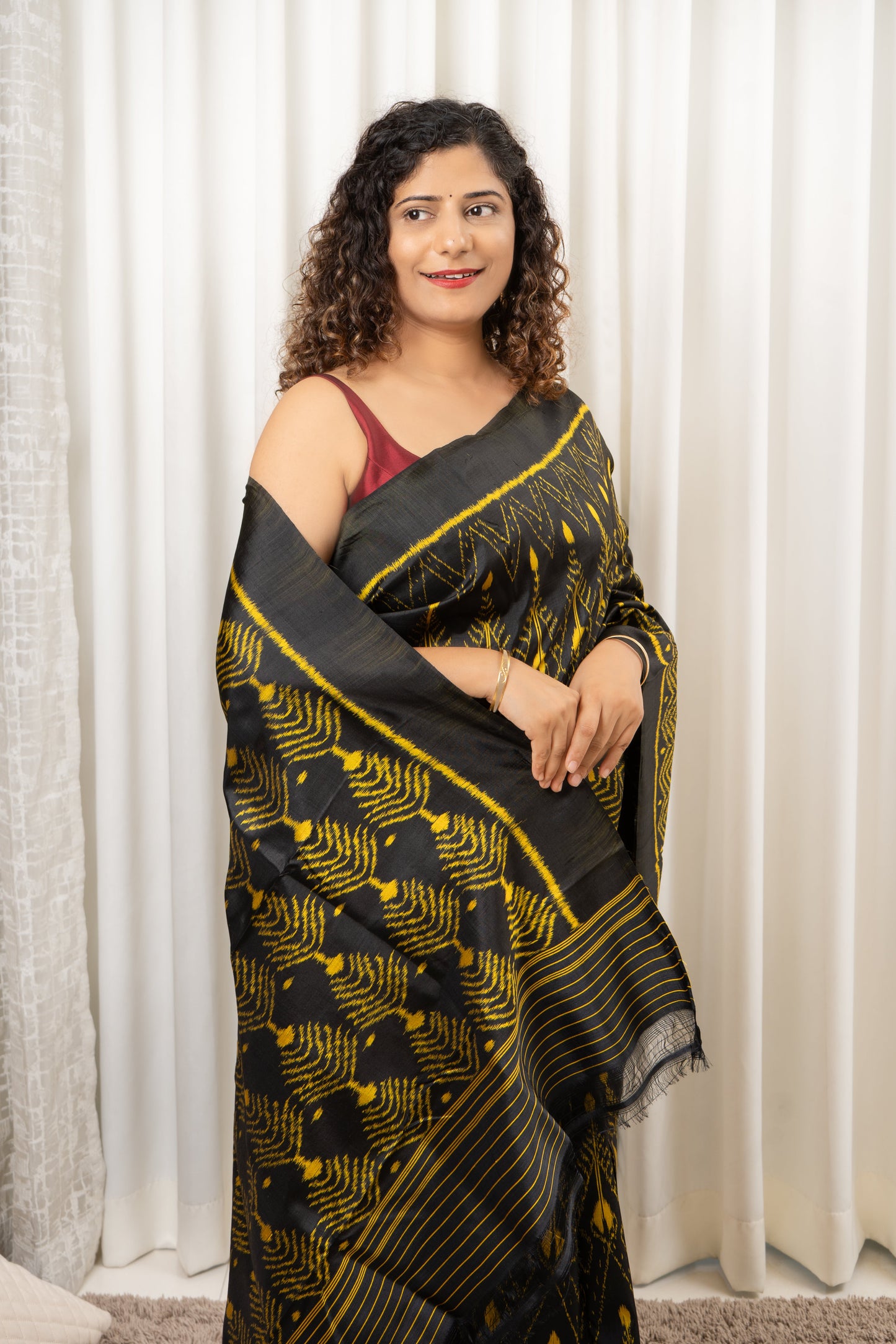 Exclusive Odisha Ikkat Pure Silk Saree- Black Saree