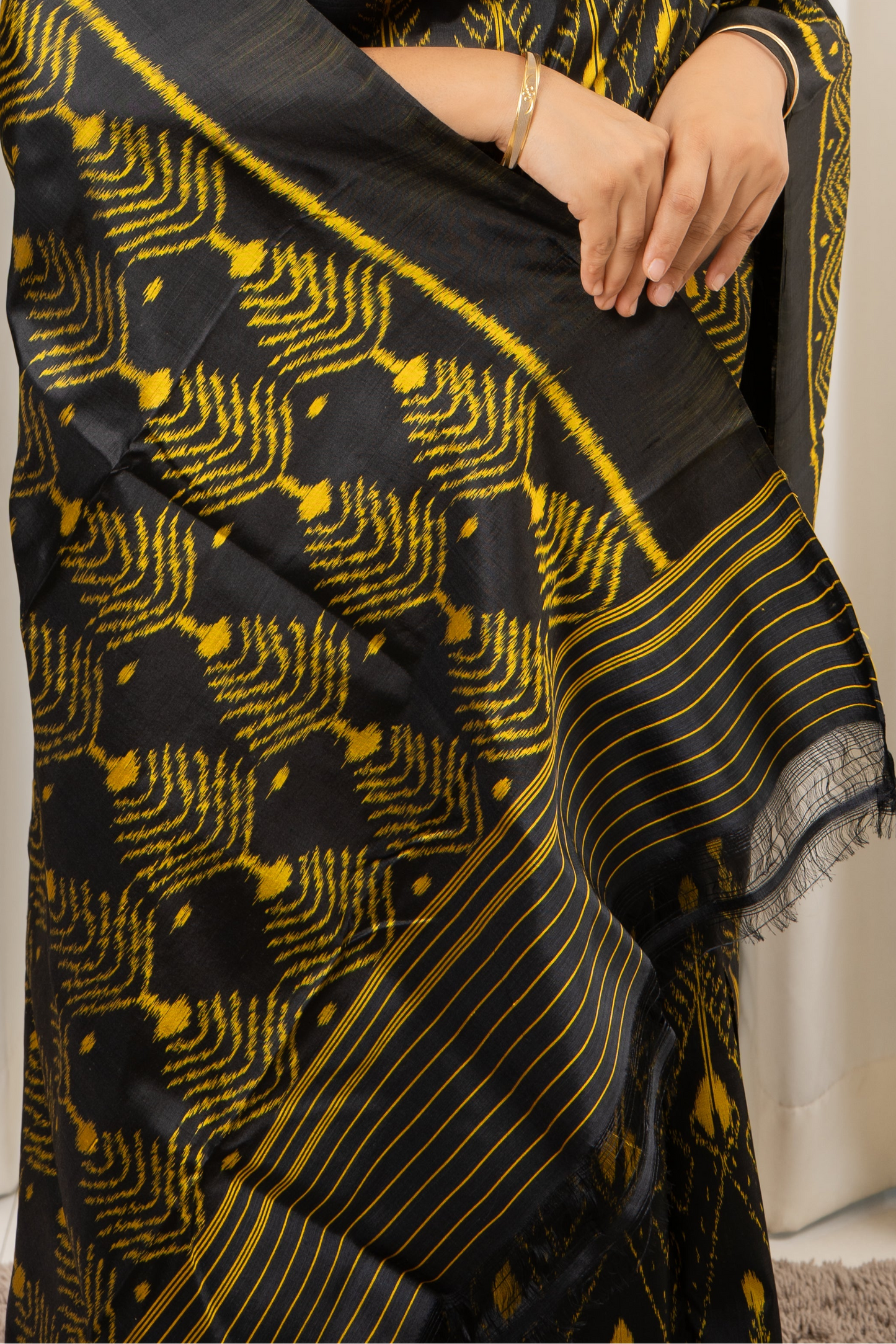 Exclusive Odisha Ikkat Pure Silk Saree- Black