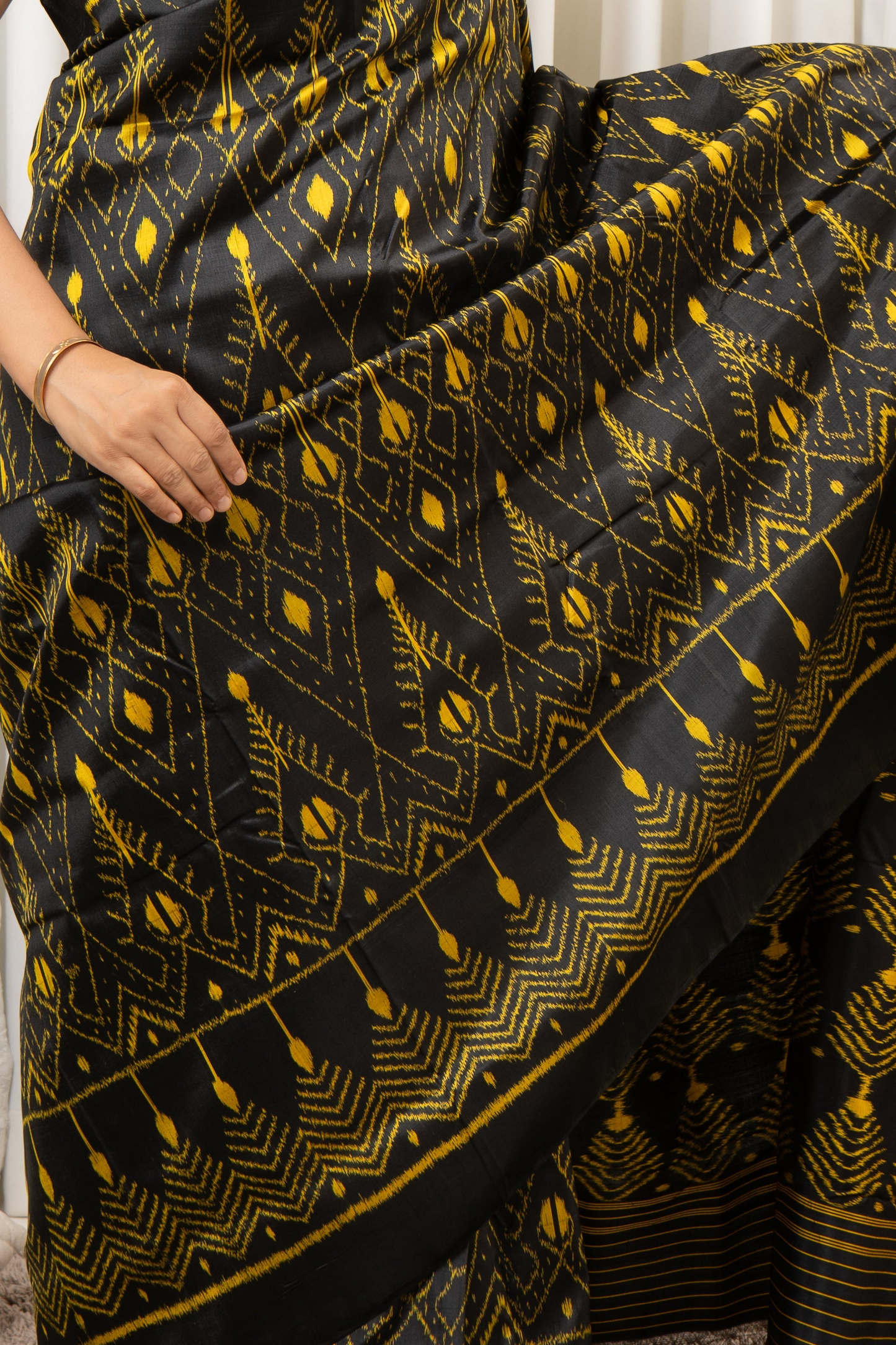 Exclusive Odisha Ikkat Pure Silk Saree- Black