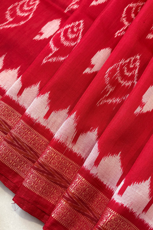 Odisha Ikkat Khandua Silk Saree - Red
