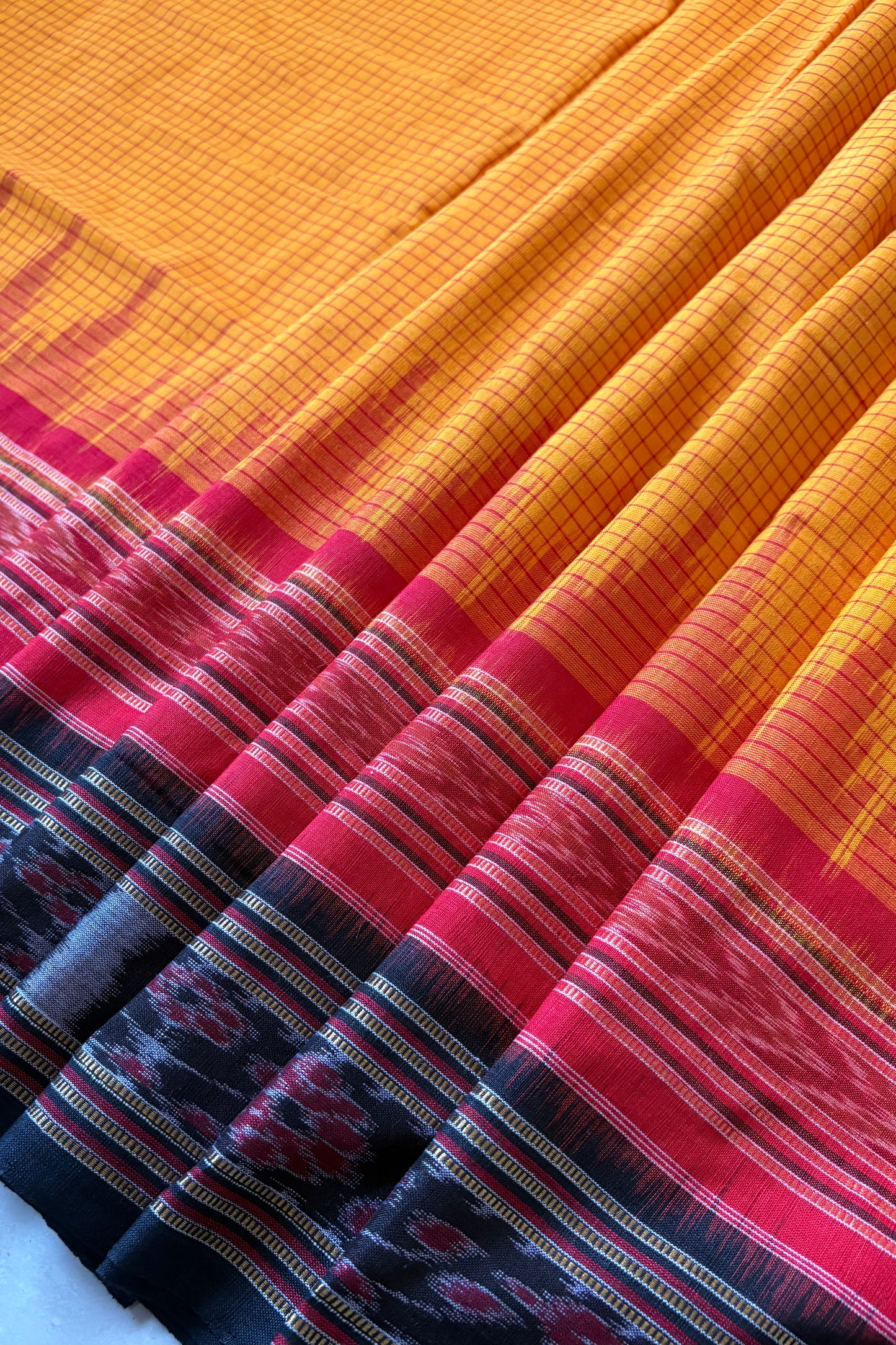 Sachipaar Khandua Cotton Saree: Yellow