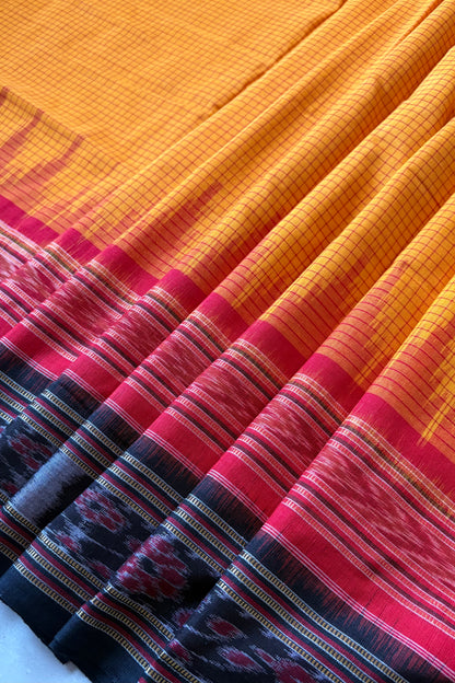 Sachipaar Khandua Cotton Saree: Yellow