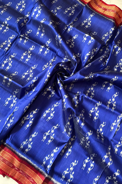 Odisha Ikkat Khandua Pure Silk Saree- Blue