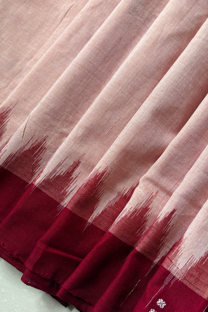 Ek Phulia Cotton Saree- Pinkish Beige &  Maroon