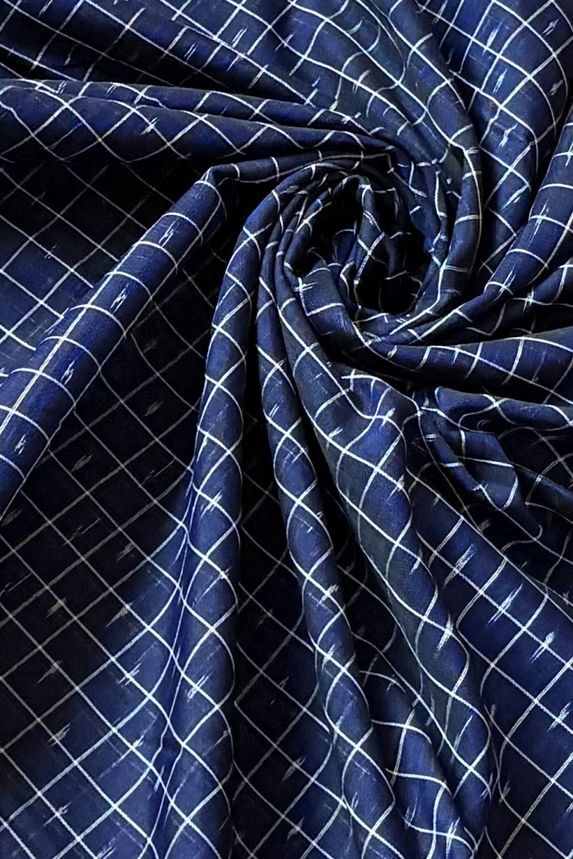 Odisha Ikkat Khandua Cotton Saree - Dark Navy Blue