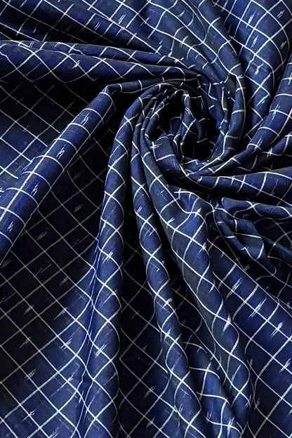 Odisha Ikkat Khandua Cotton Saree - Dark Navy Blue