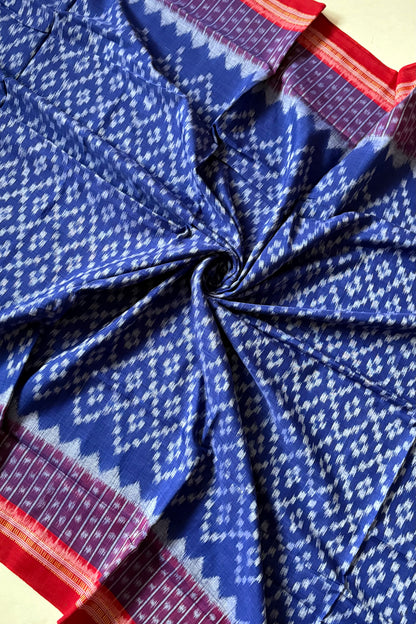 Odisha Ikkat Khandua Cotton Saree - Blue