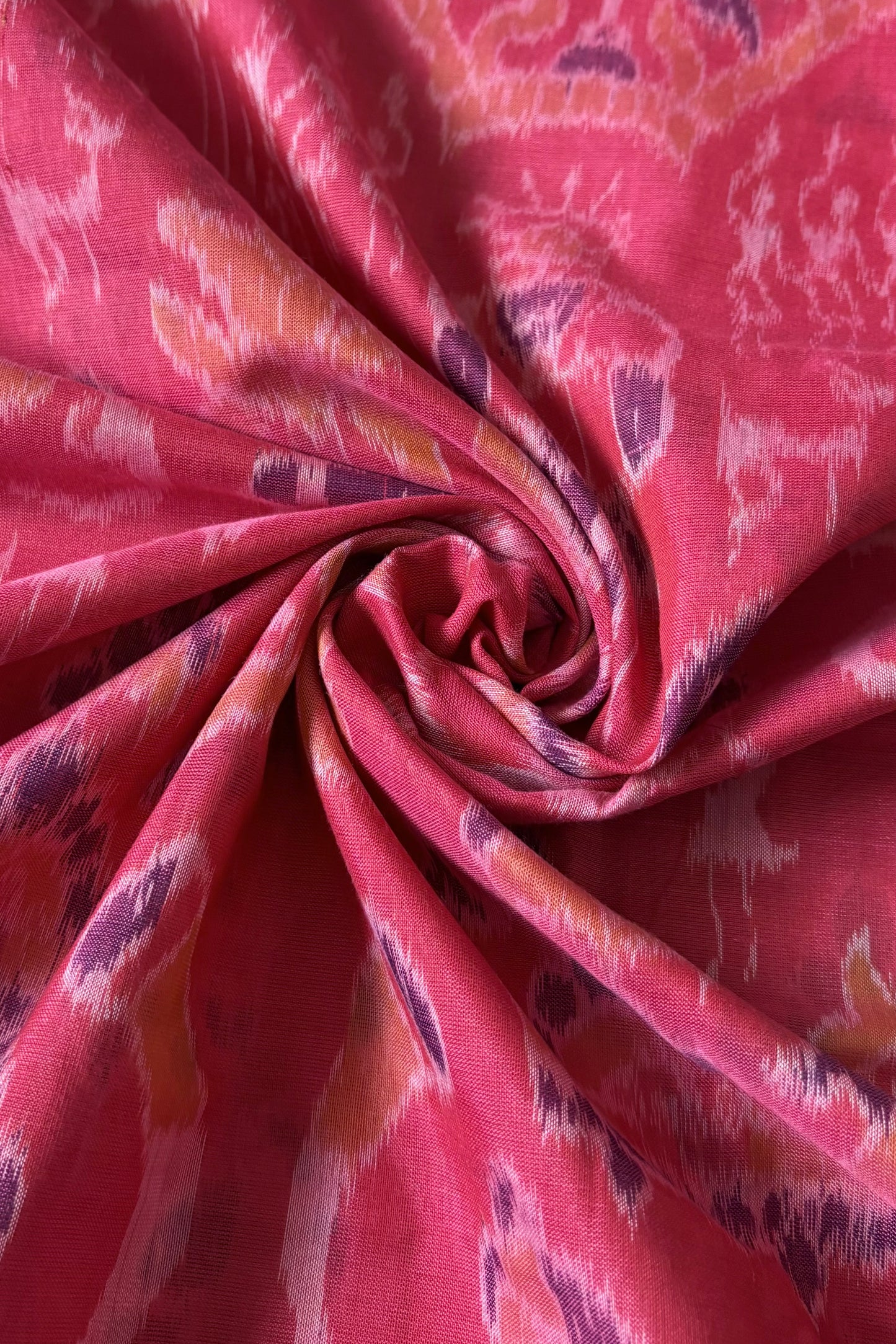 Exclusive Curvilinear Sambalpuri Ikkat Pure Cotton Saree : Pink & Blue
