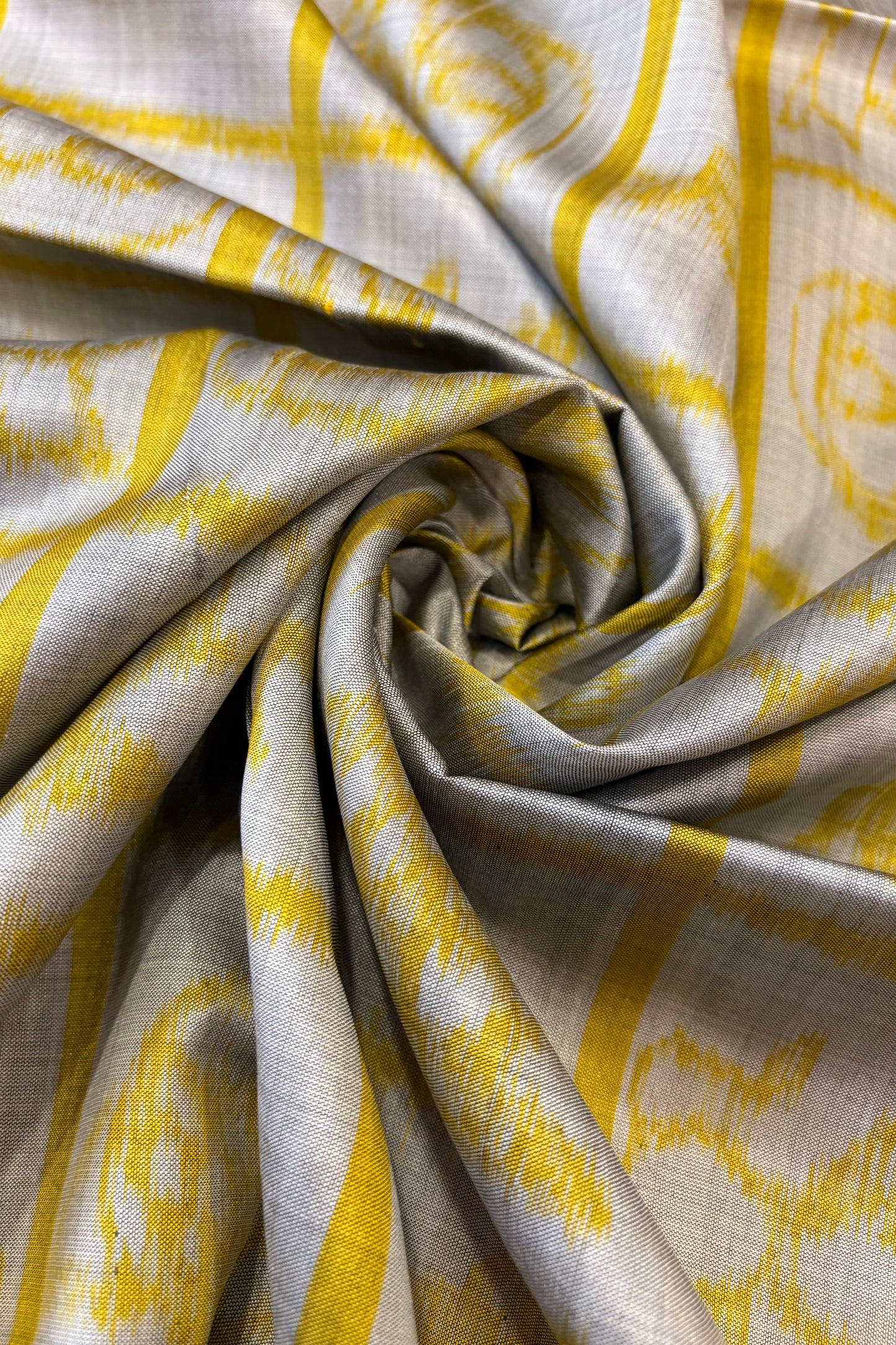 Exclusive Odisha Ikkat Nabakothi Pure Silk Saree- Silver Grey & Yellow