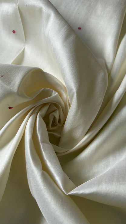 Double Pasapali Border Khandua Ikkat Silk Saree - Off White and Red