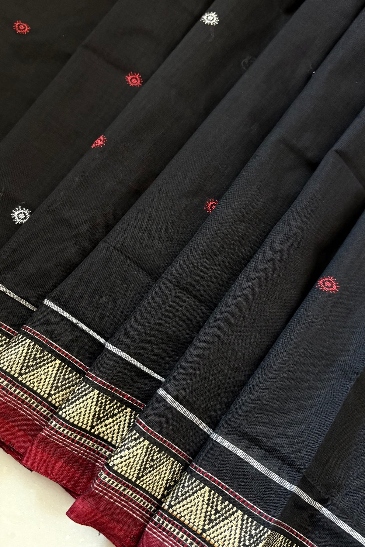 Sambalpuri Pure Cotton Dongariya Saree - Black