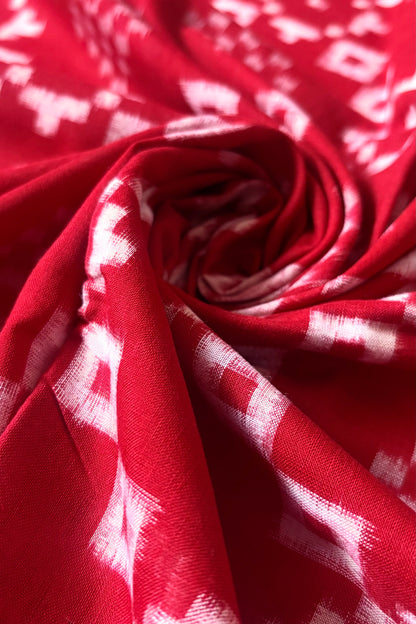 Sambalpuri Pure Cotton Saree - Red