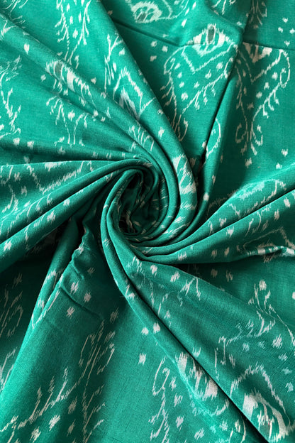 Odisha Ikkat Khandua Cotton Saree - Rama Green