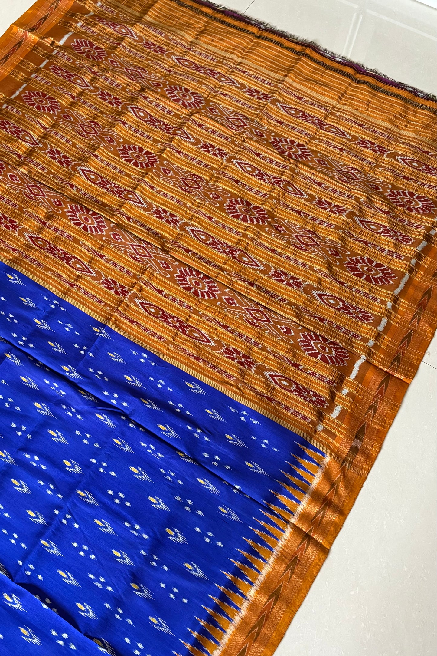 Odisha Ikkat Khandua Silk Saree - Mayura Chandrika- Royal Blue