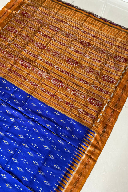 Odisha Ikkat Khandua Silk Saree - Mayura Chandrika- Royal Blue