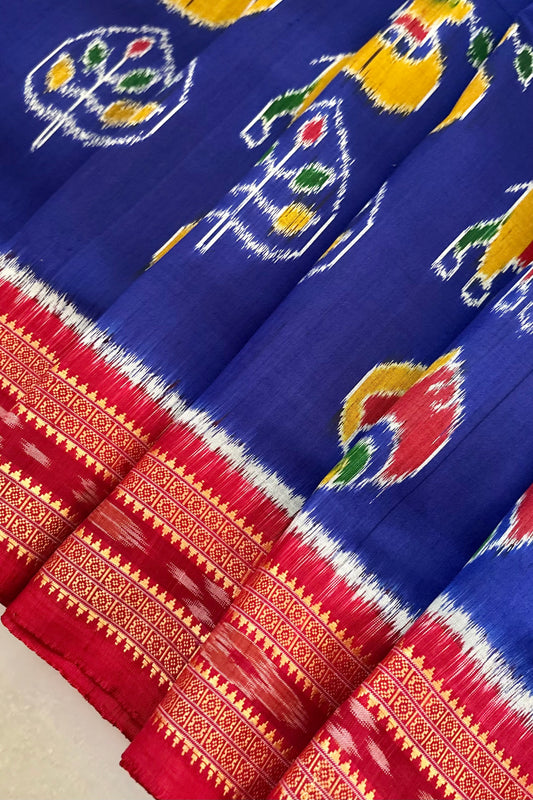 Exclusive Nabarangi Odisha Ikkat Khandua Silk Saree - Royal Blue