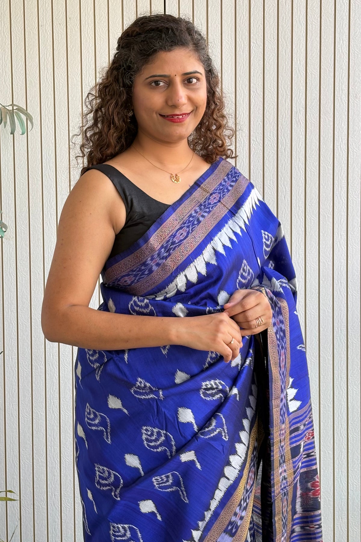 Odisha Ikkat Khandua Silk Saree - Indigo
