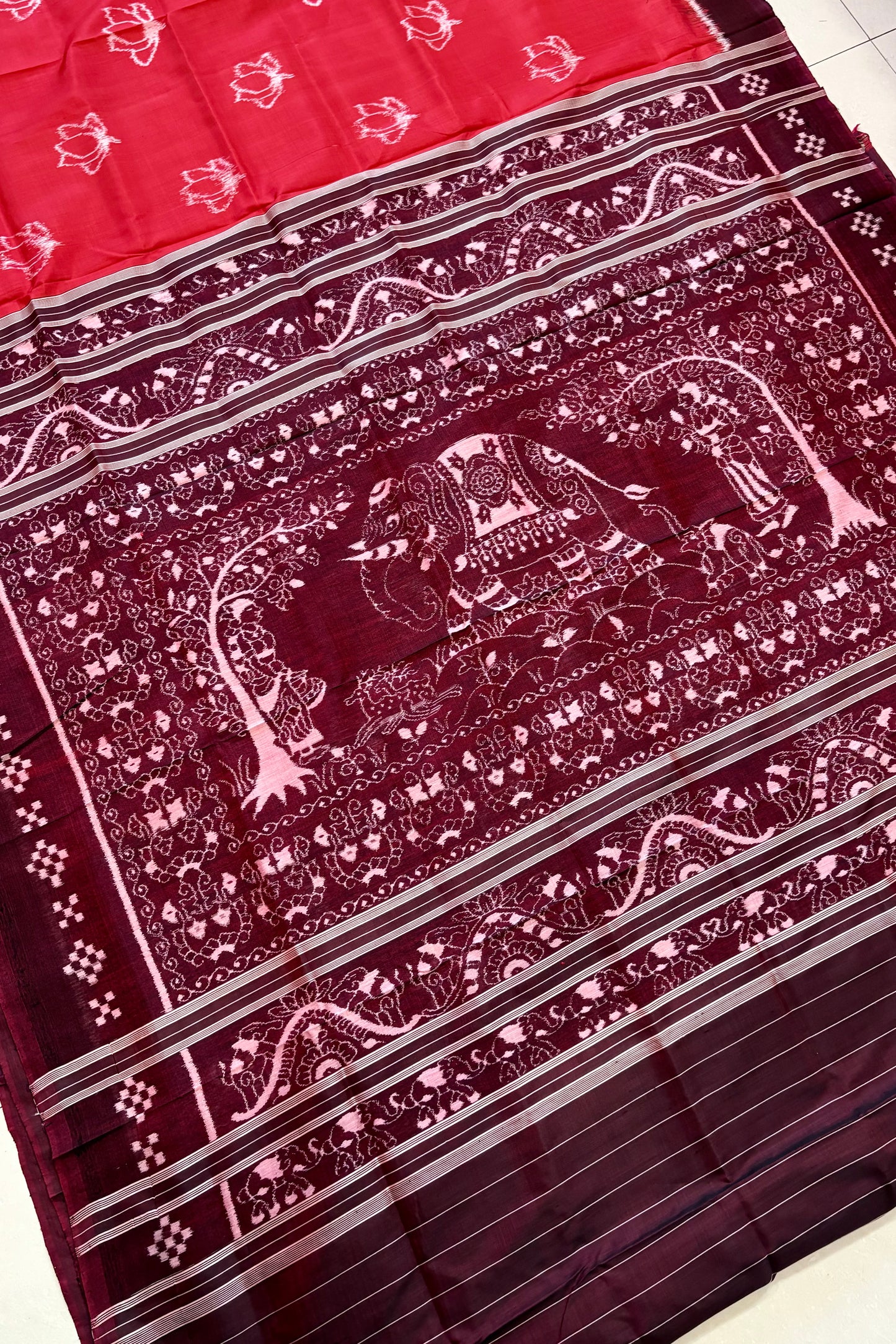 Exclusive Odisha Ikkat Pure Silk Saree- Red