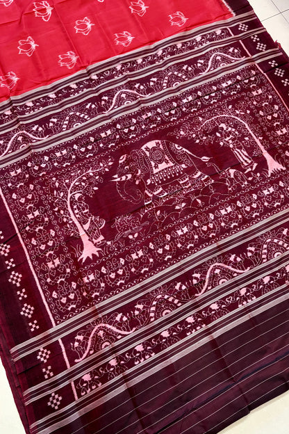 Exclusive Odisha Ikkat Pure Silk Saree- Red