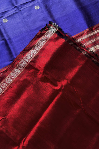 Odisha Ikkat Jalla Work Pure Silk Saree - Indigo