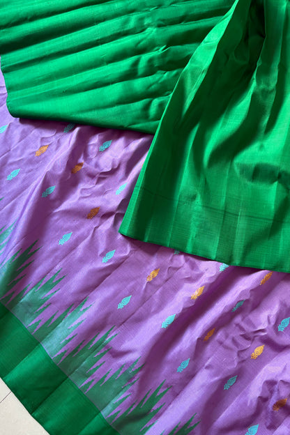 Handwoven Gadwal Pure Silk Saree - Light Purple