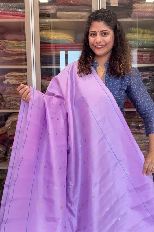 Handwoven Gadwal Pure Silk Saree - Lavender
