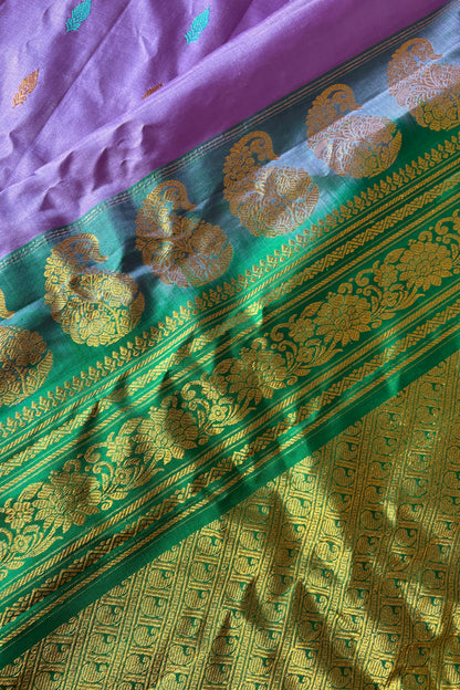 Handwoven Gadwal Pure Silk Saree - Light Purple