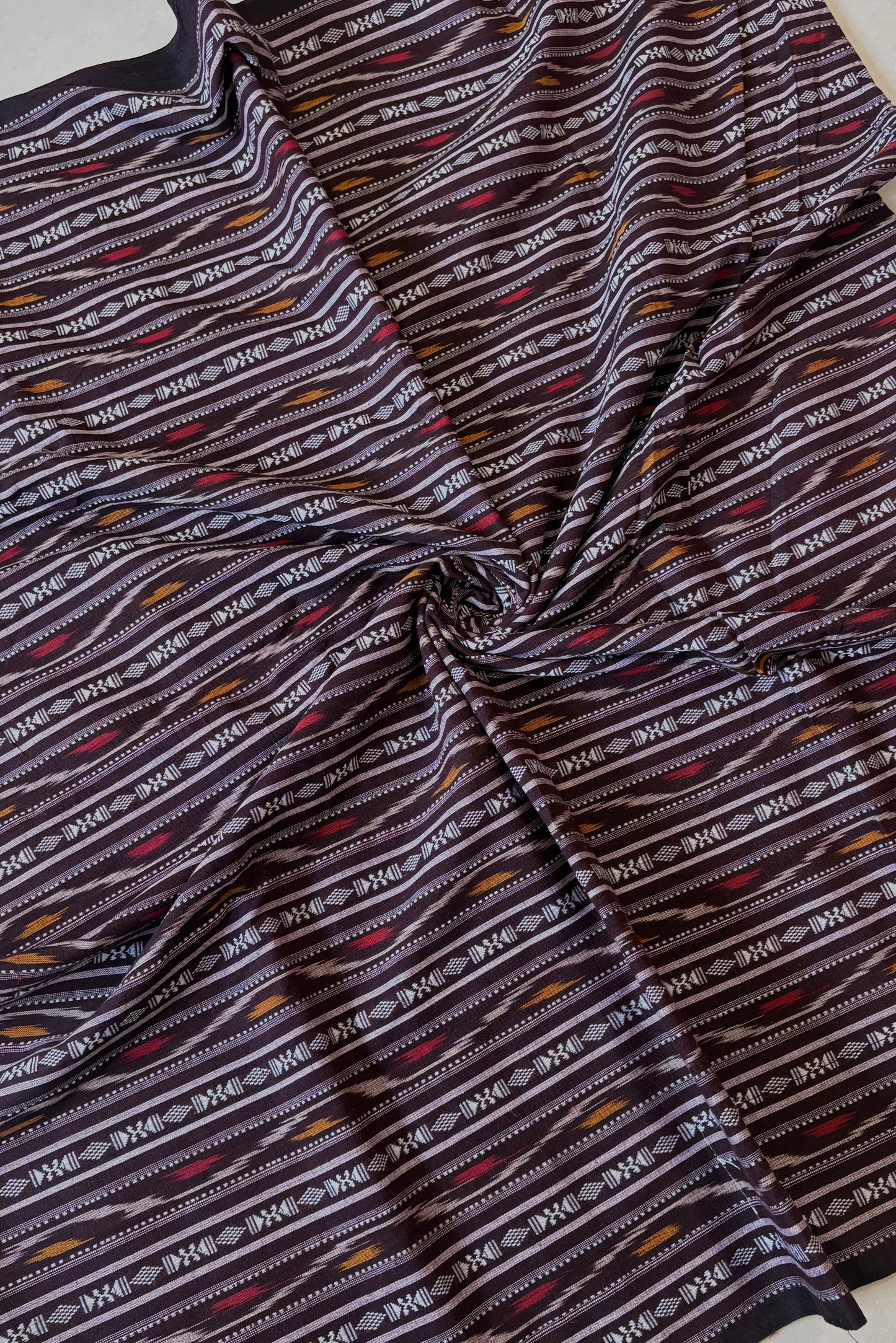 Cotton Ikkat Blouse Piece- Dark Brown