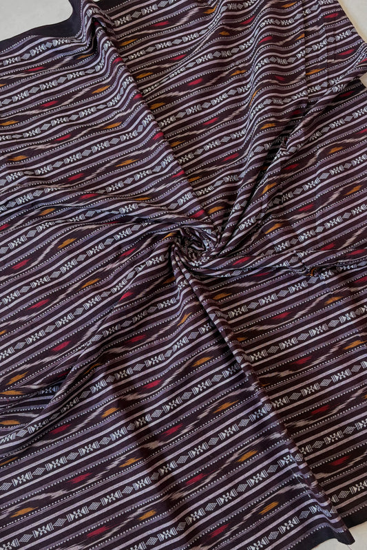 Cotton Ikkat Blouse Piece- Dark Brown